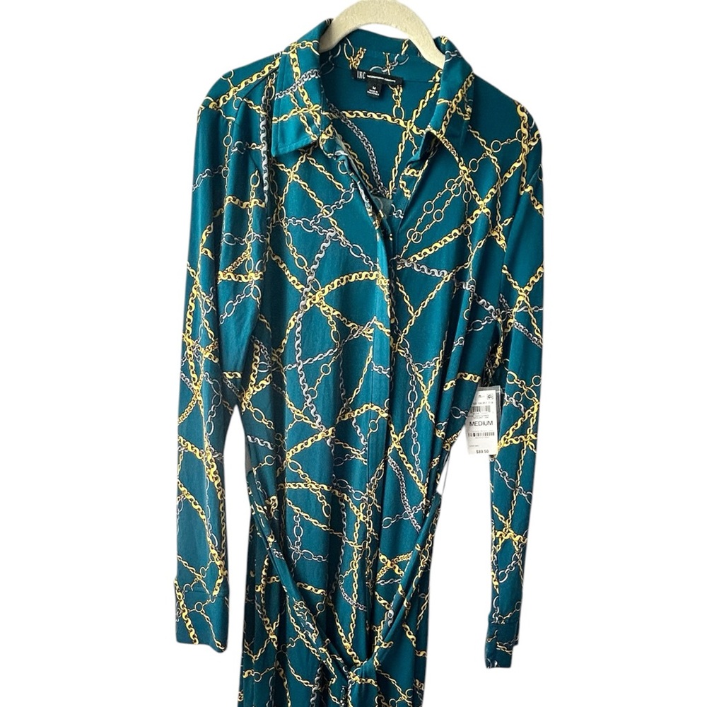 I.N.C Chain Print Long Sleeve Dress